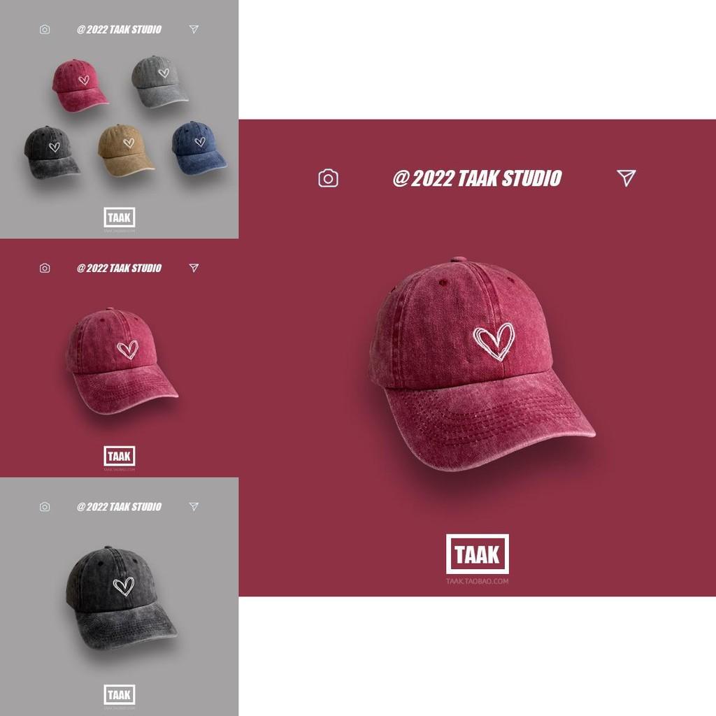 Stylish Cotton Adjustable Heart Embroidered Baseball Cap For Women Sun Protection