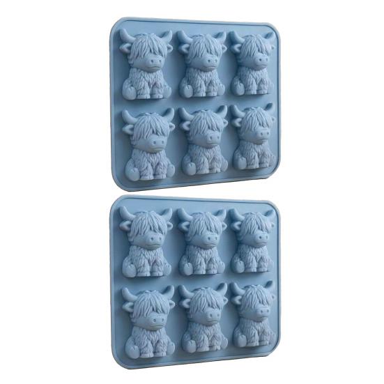1/2Pcs Ice Cube Mold Mini Highland Cow Food Grade Silicone Reusable Ice Cube Tray Easy To Demold Ice Cube Maker Kitchen Tool