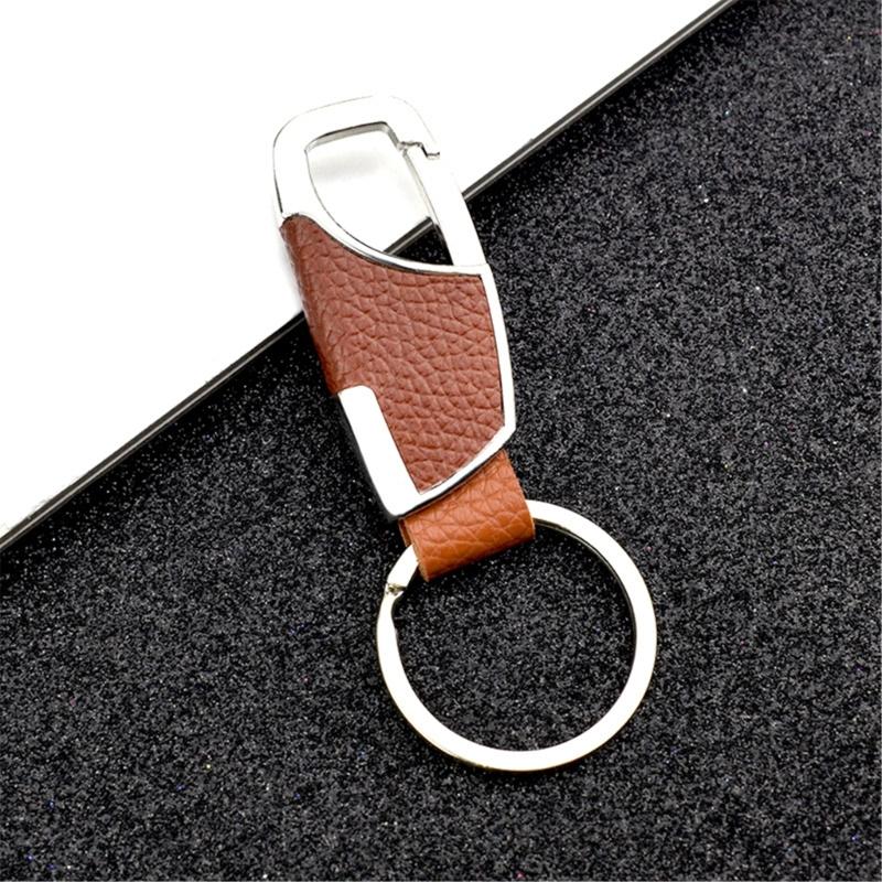 Handmade PU Leather Car Keychain with Metal Ring For Men Stylish Motorcycle Accessories Automotive Enthusiast Gift