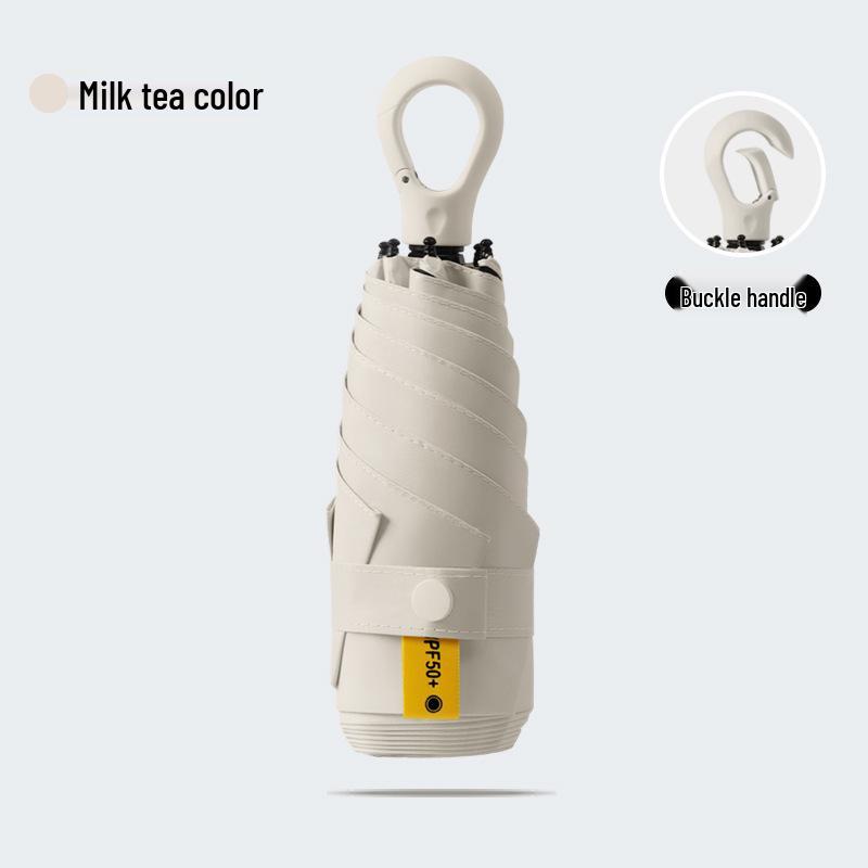 New Macaron Color Five-Fold Ultra-Light Sun Protection Compact Mini Umbrella with Buckle Handle