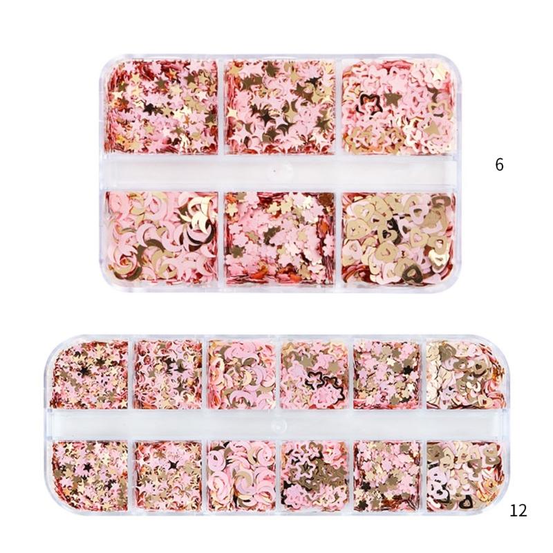 Pink Nail Glitter Sequins Decals Moon Star Heart Paillettes Resin Mold Filler Flower Petals Paillettes Decorations