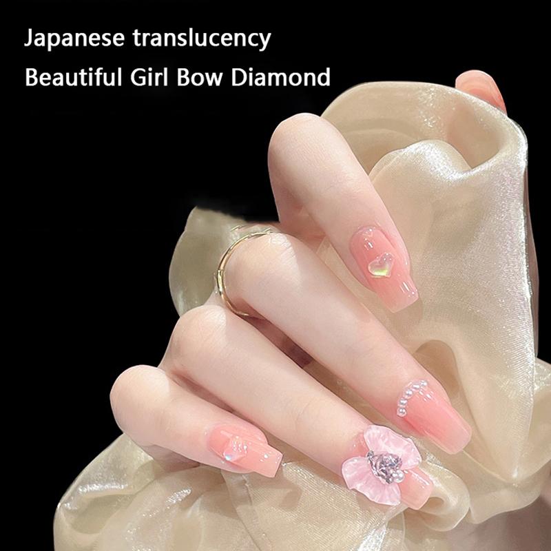 5 Stück 3D Harzschleife mit Glitzerherz Perle Nail Art Schmuck Dekorationen Frauen Nagelstudio Luxus Maniküre Charms