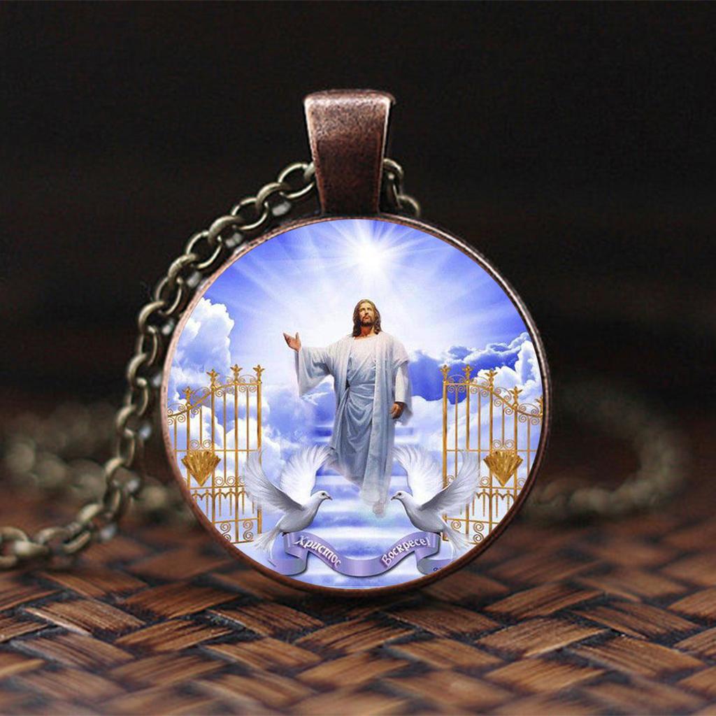 The Jesus Resurrection Pendant Angel Wings Glass Pendant Necklace Is The Perfect Holiday Gift For Any Occasion.