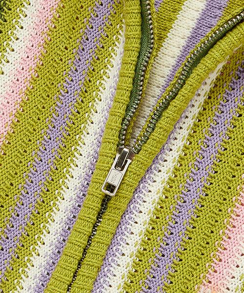 Wkndrs Stripe Knitted Zipup (Green)