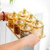 Wild Pigeon Home Kitchen Amber 6-Can Seasoning Bottle Set with Golden Bear Tray
