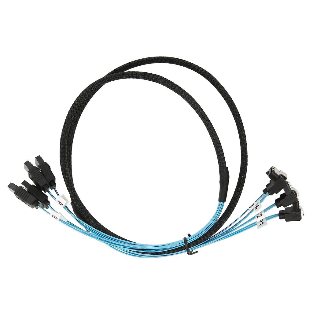 Mini SAS Kabel 4 SATA auf 4 SATA Gerade Gebogenes Kabel 6Gbps Entstört Doppelte Gruppe