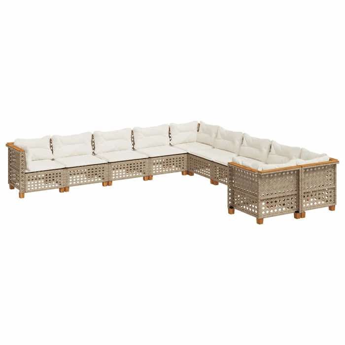 VidaXL Garden Lounge Set with Cushions 10 Pcs Beige Braided Resin 3262048