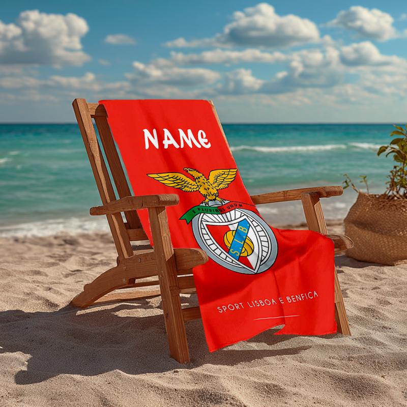 Custom Name Ultra-Soft Beach Towel with S.L. Benfica Theme,Ideal for Pool - Camping, Diving - Perfect Travel Essential, Vibrant Beach Towel.