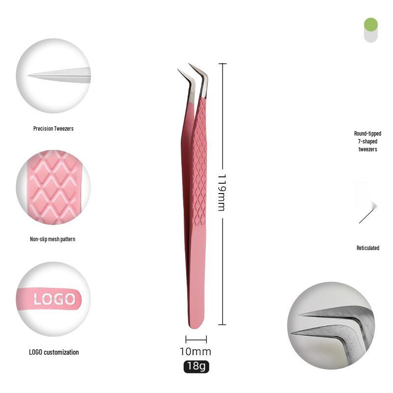 Golden Feather Stainless Steel Eyelash Tweezers for Grafting and Extensions