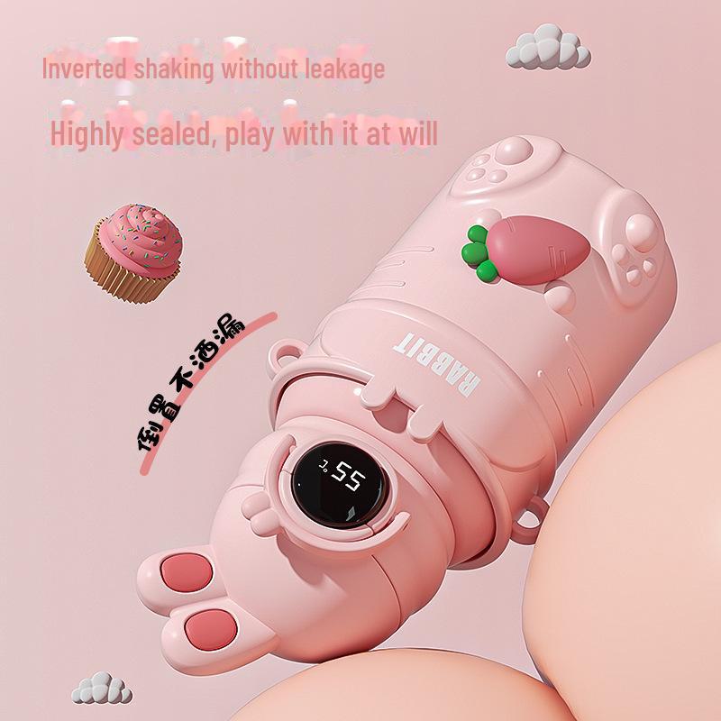 High-Value 316 Stainless Steel Cartoon Rabbit Thermos Cup with Straw for Children and Students