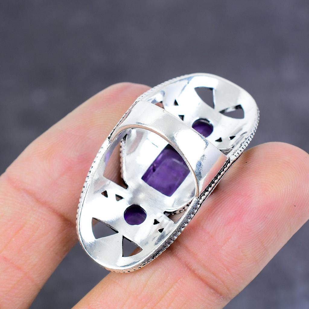 Amethyst Handmade 925 Sterling Silver Jewelry Ring Size 6 Gift For Her j6A39