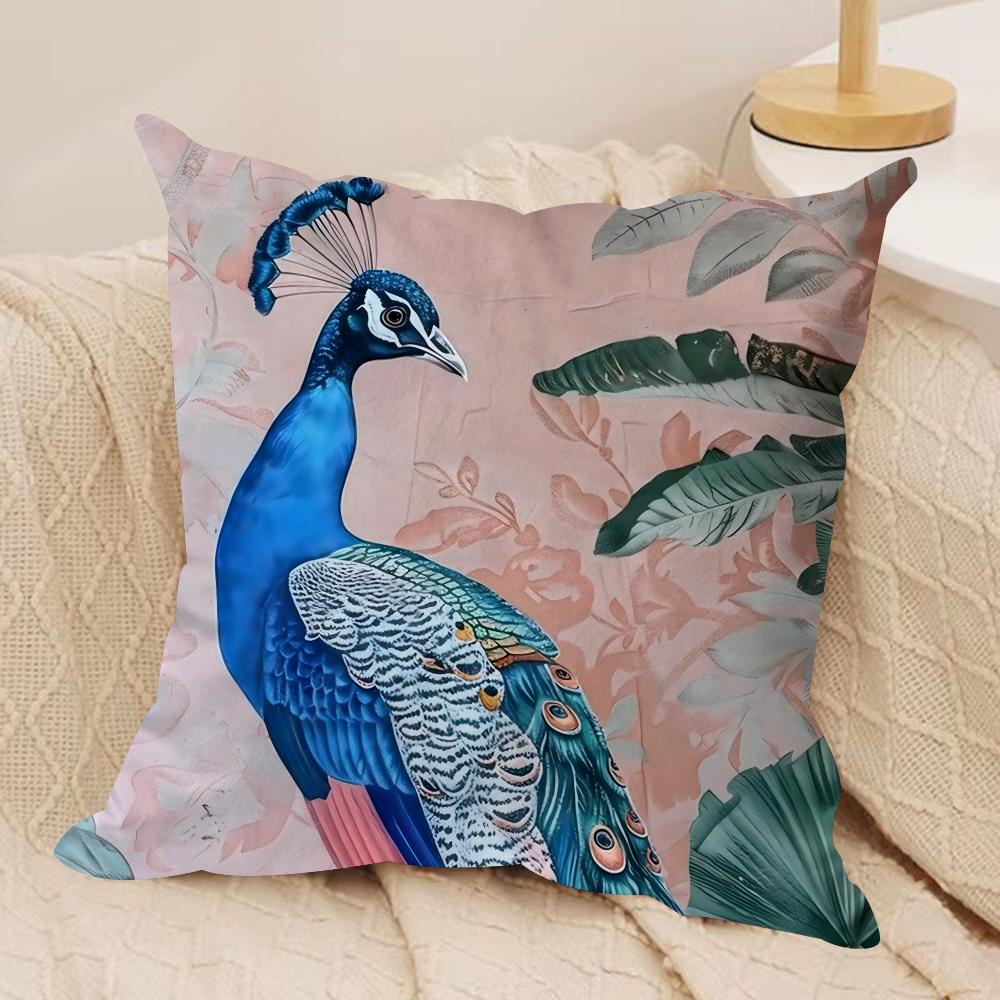 Peacock Luxury Cushion Cover Pillowcase Ultra Soft Skin Friendly Fabric Cloud Like Comfort Concealed Zipper