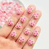 50 Pcs New Cute Mini Resin Cartoon Three Pink Peach Blossoms Flatback Ornament Jewelry Making Manicure Hairwear Accessories A42