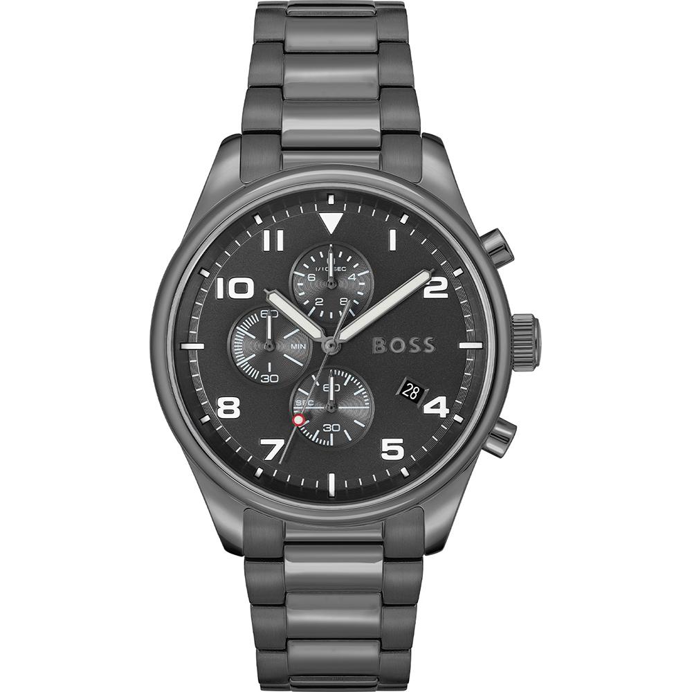 BOSS View Black Dial Grey Metal Men s Quartz Watch 1513991 чёрный