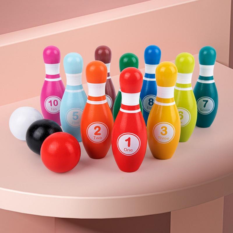 Indoor Team Building Bowling Game Set for Kids – Large Wooden Activity Toy Props