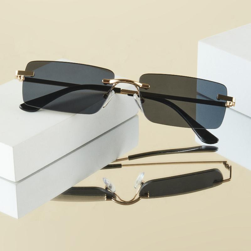 1Pc Men's Fashion Glasses New Metal Frameless Elegant Retro Versatile Trendy Suitable for Daily Use Vacation Outdoor Sun Protect