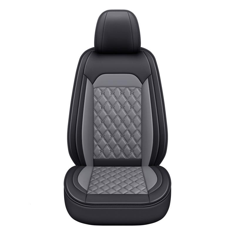All-Season Universal Leather Car Seat Cover with Diamond Design - Breathable & Durable for Five Seats
