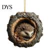 Christmas Tree Pendant Hole Animal Acrylic Ornament, Owl Fox Raccoon Bird Hedgedog Holiday Party Decorations Squirrel Pinecone Pendant, Seasonal