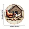 Mfoever Tin Sign Vintage Farm Rooster Hen Egg Metal Tin Sign Retro Rustic Wood Style Barn Round Wall Art Decor Classic Farmhouse Chicken Coop T