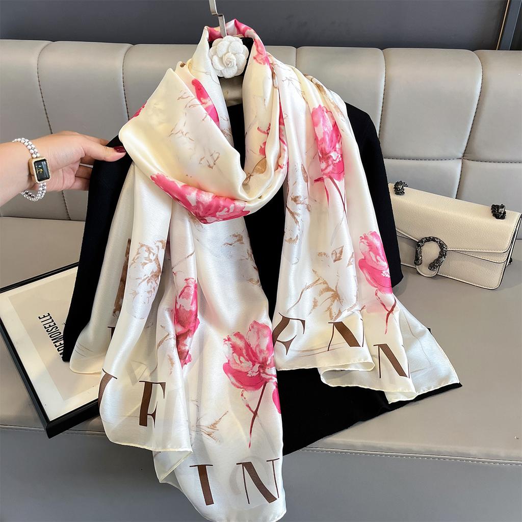 Women 180*90cm Fashion Beautiful Soft Silk Scarves Female Lady Shawl Hijab Wrap Foulard Bandanna Muffler Beach Pareo