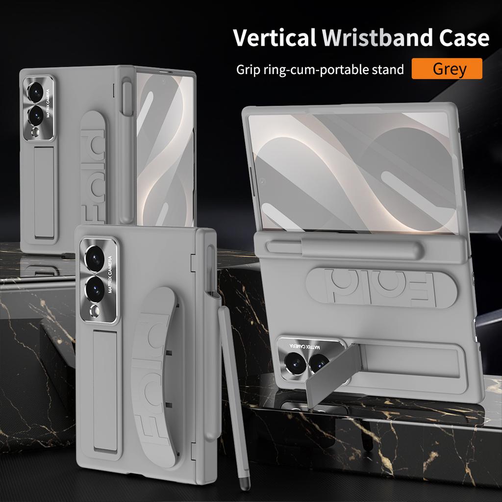 For Samsung Galaxy Z Fold 8 Wide Case Hard With Wrist Strap Stand Film Protective Back Cover Case For Samsung Z Fold 8 Shell
