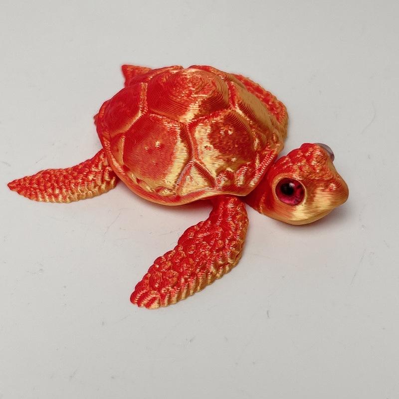 3D Printed Turtle Model Ornament Creative Collectible Movable Simulation Eyes Toy Holiday Gift Multi-Jointed Poseable Decoration