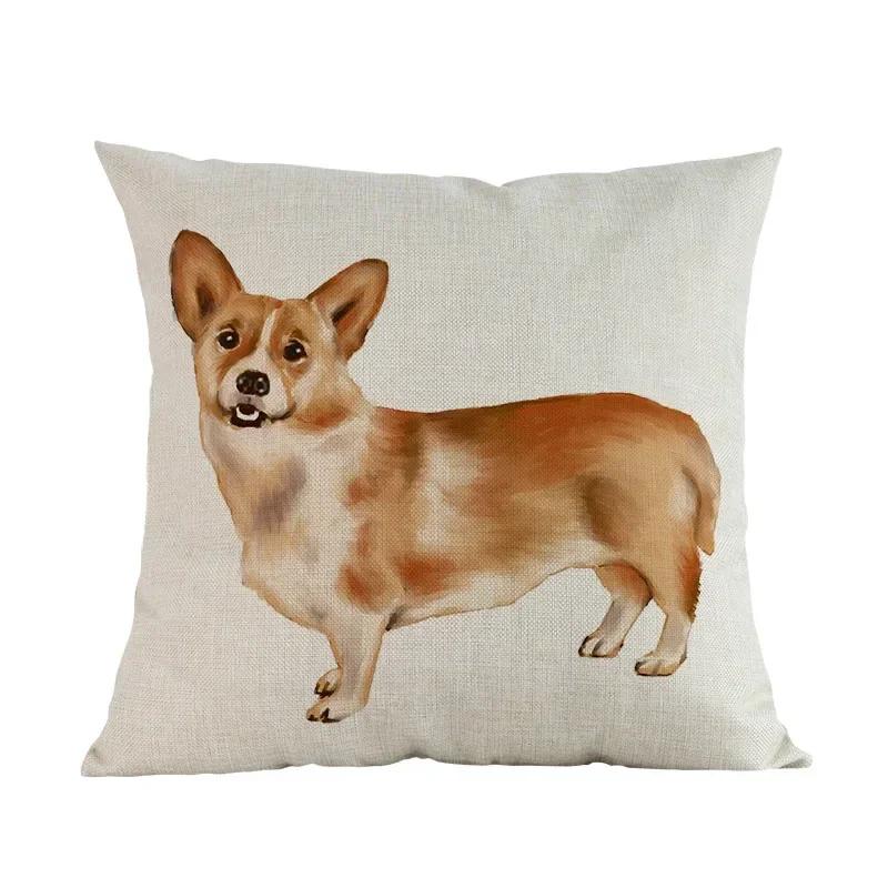 Watercolor Style Pet Dog Cushion Cover Home Living Room Sofa Decoration Pillow Case Chair Car Bedroom Decorative Pillowcase Gift