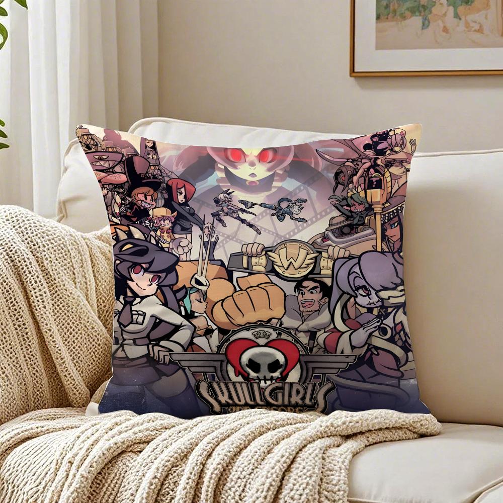 Stylish Game SSkullgirls Cartoon Cushion Cover Linen Pillowcase Soft for Sofa Bed Home Room Decor