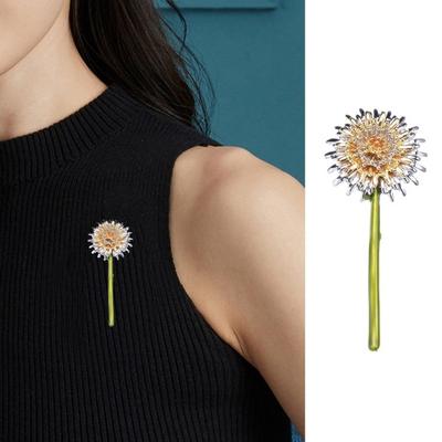 Broche elegante em forma de dente de leão, broche de aparência vívida, chapéu criativo, cachecol, emblema esmaltado, acessórios de roupa