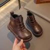 2026 Autumn and Winter New Velvet Martin Boots Children's Short Boots Baby Non-slip Leather Boots Boys British Cotton Shoes