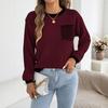 Women's Casual Striped Color Block Long Sleeve Sweater with Pockets