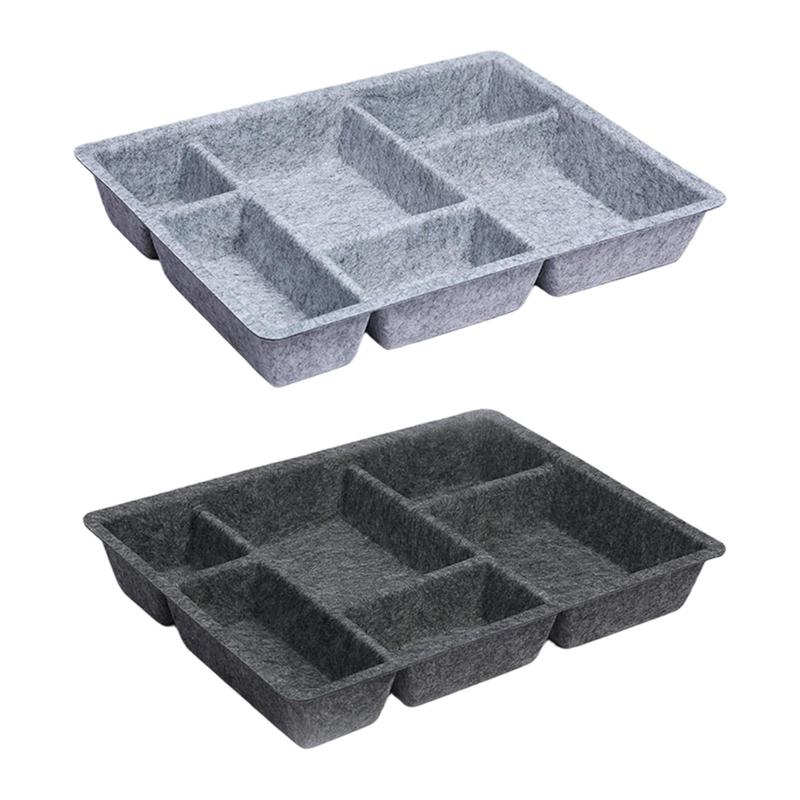 Felt Drawer Organizer Tray Container Space Saving Multifunctional Separator 6 Grids for Cabinets Tabletop Toys Jewelry Makeup