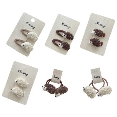Hedgehog Shaped Hair Clip And Hair Ties For Girls Soft Fabric Hair Accessories Safe For Kids Gentle On Hair