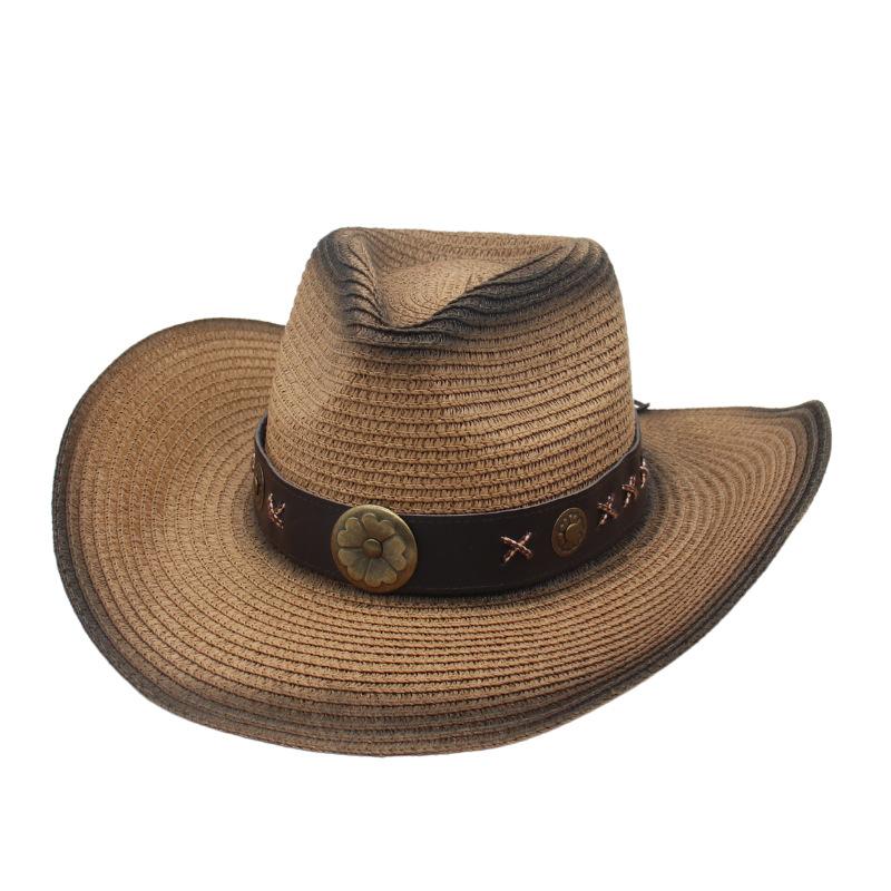 Four-Leaf Flower Accessories Straw Hat Women And Men Summer Outdoor Travel Shading Mountaineering Western Cowboy Straw Hat