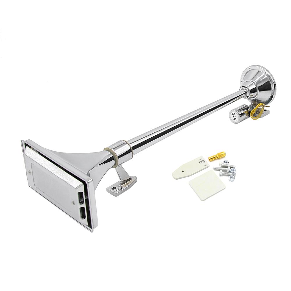 Super Loud Single Trumpet Square Semi Truck Air Horn 12V/24V with Electric Valve Control Hose 640MM