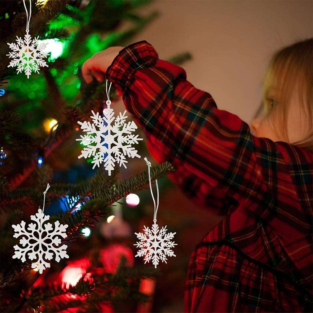 36pcs Classic Felt Snowflake Ornaments, Christmas Tree Decorations, Polyester 100., Festive Indoor Winter Wonderland Decor