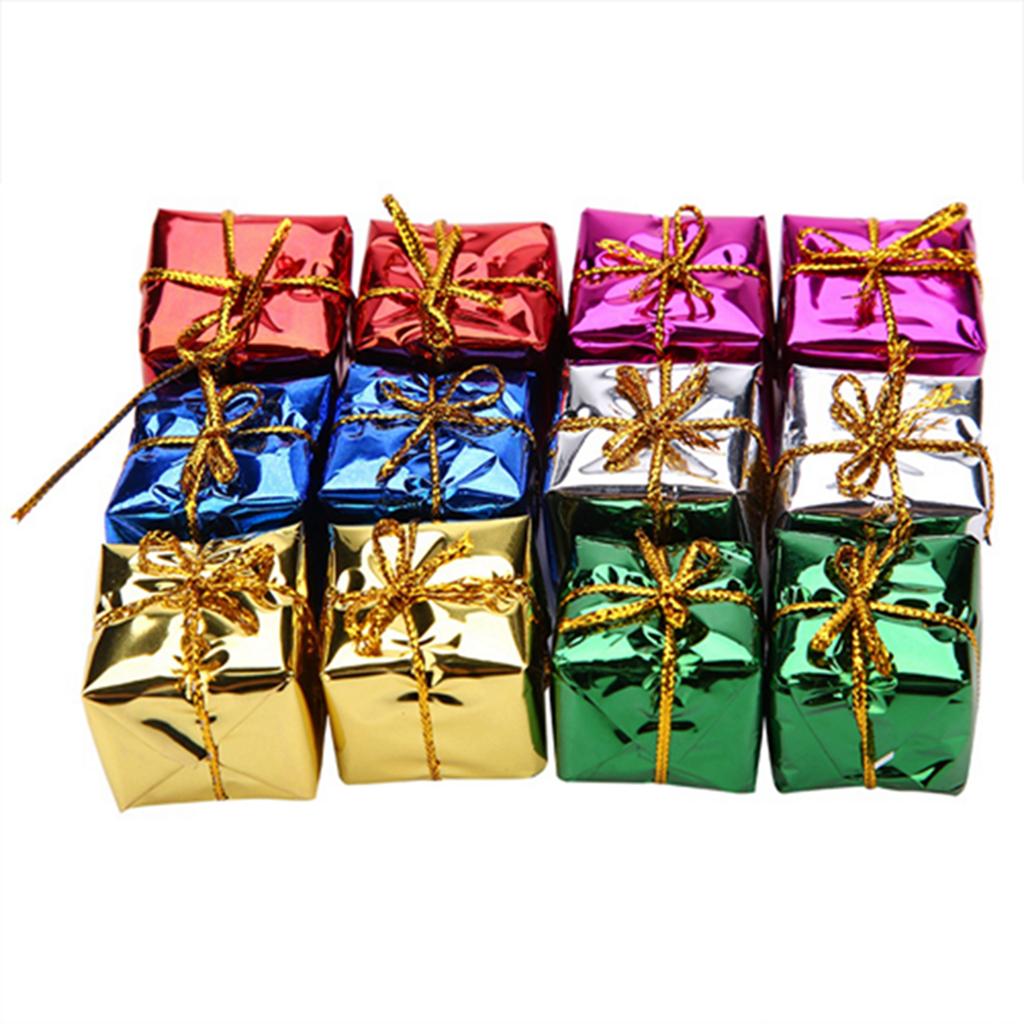 12PCS Gift Box Pendant Hanging Ornament for Christmas Tree Xmas Parties Decor