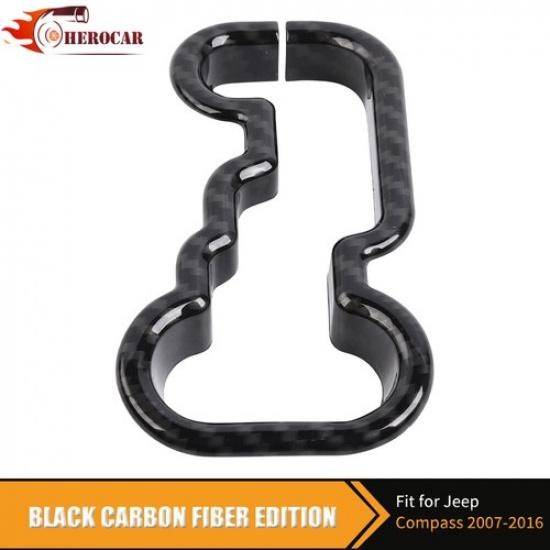 Carbon Fiber Inner Gear Shift Knob Frame Cover Trim For Jeep Compass 2007-2016