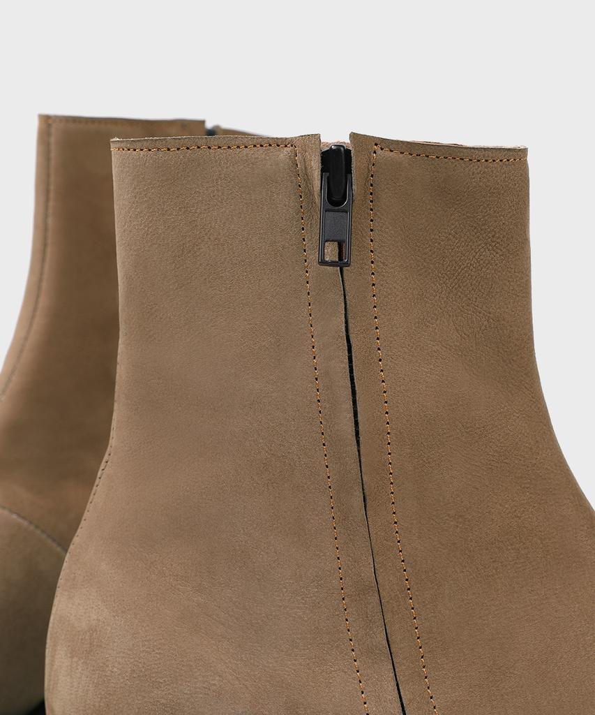 Firenze Atelier [Vibram] Nobo_Bold Shape Hidden Zip-Up Boots 3500 [Beige Nubuck]