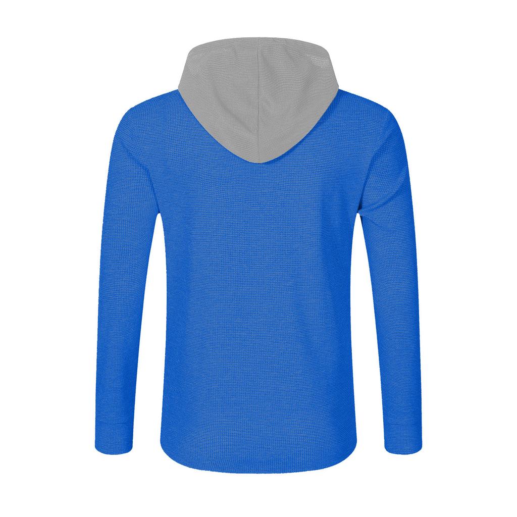 Pánská módní kardiganová bunda s kapucí a blokovanou přezkou