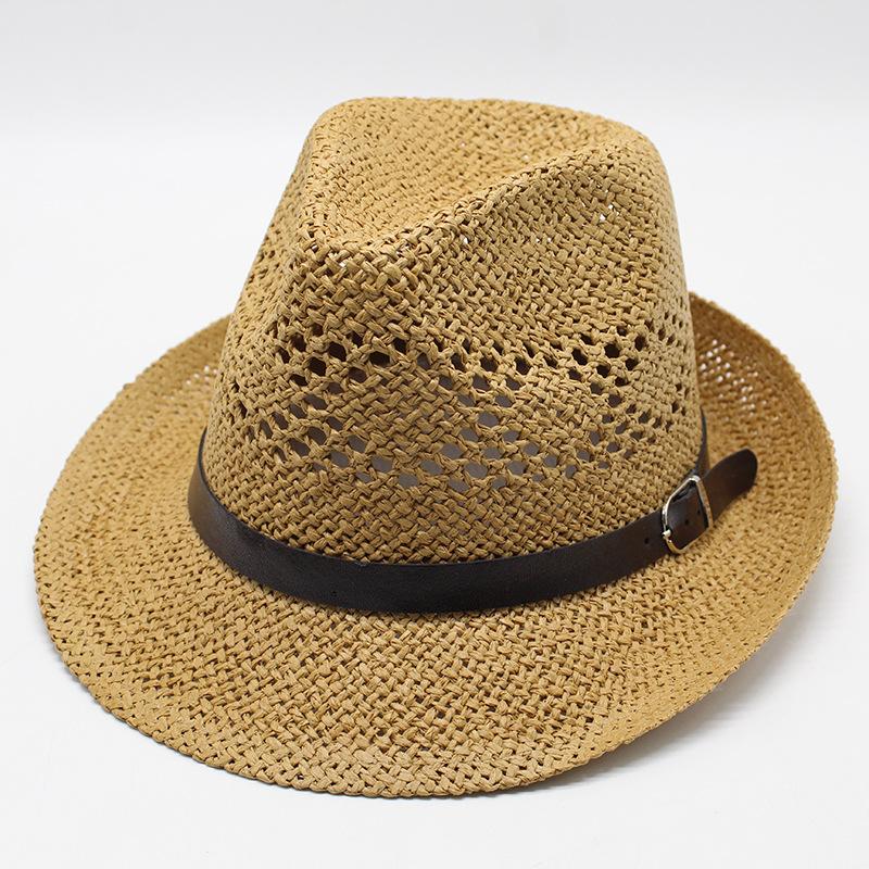 Hand-Woven Straw Hat, Crimped Papyrus Top Hat, Jazz Hat, Sun Protection And Sunshade Straw Hat Jz-023