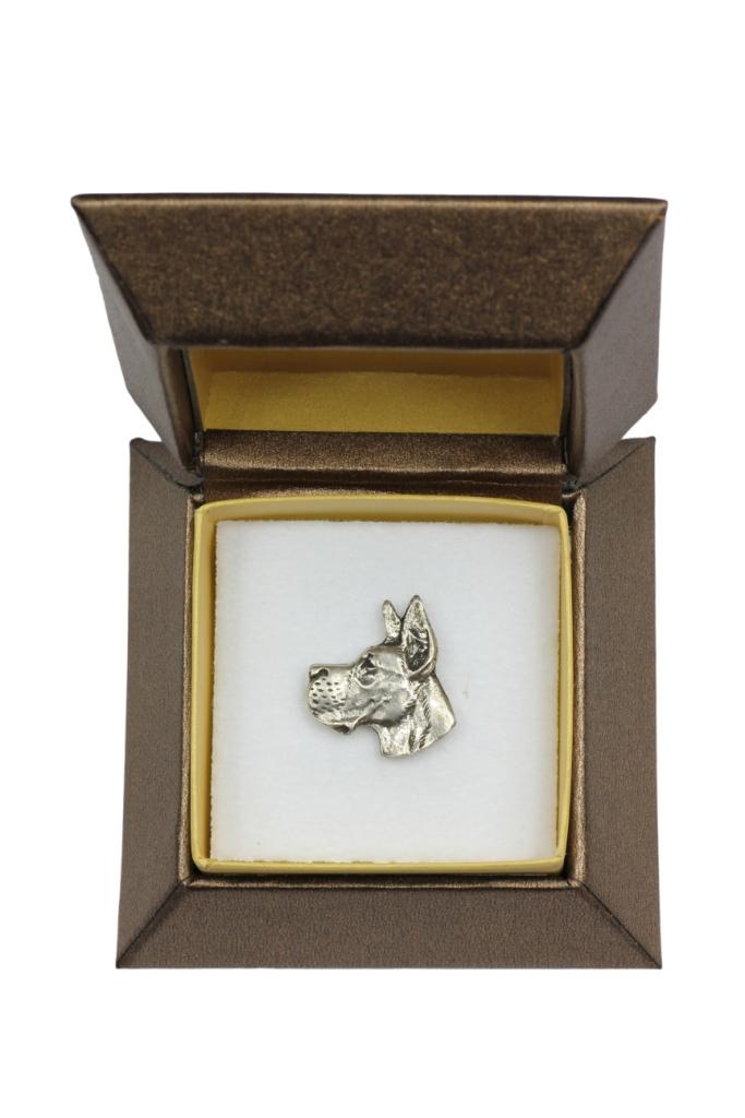 Deutsche Dogge I - Hunde-Brosche in einer Geschenkbox, eleganter Anstecker, Reversnadel für Jacke der Marke Art-Dog