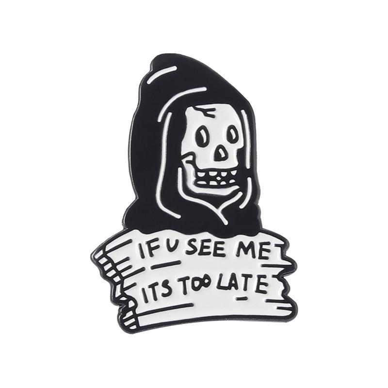 Creative Punk Style Skull Head Geometric Brooch Alloy Pin For Unisex Fashion Enthusiasts