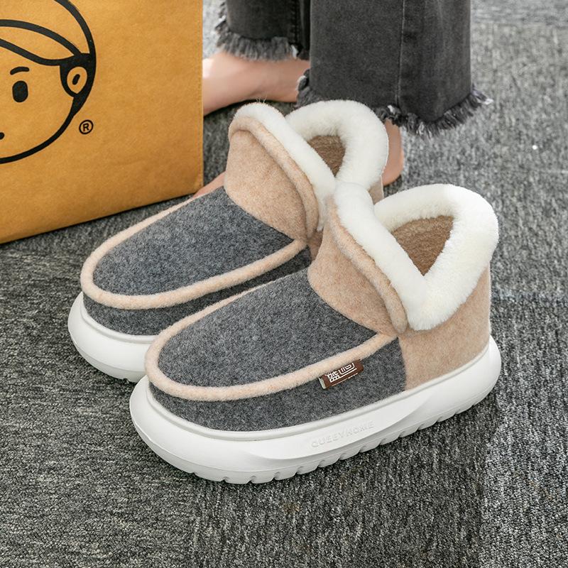 Bag Heel Cotton Slippers Winter Warm Thick-soled Indoor Home Couple Piled Thickened Autumn and Winter Cotton Shoes