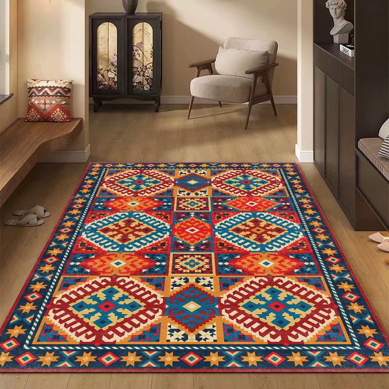 Vintage Floral Print Area Mat - Foldable, Distressed Design, Machine Washable, Non-Slip Rubber Backing, Perfect for Bedroom, Living Room, Dining Room