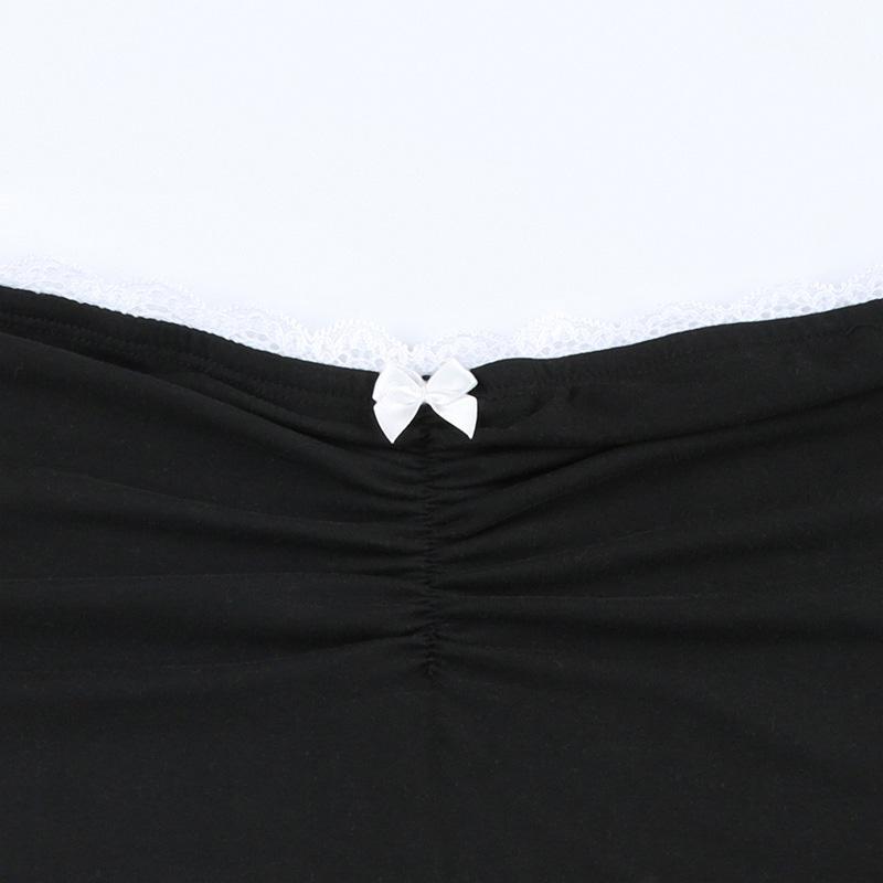 Contrast Bow Stitched Tube Top Summer Harajuku 90s Strapless Women's Cropped Tops Vintage Y2k Casual Basic Tees Cute Vest