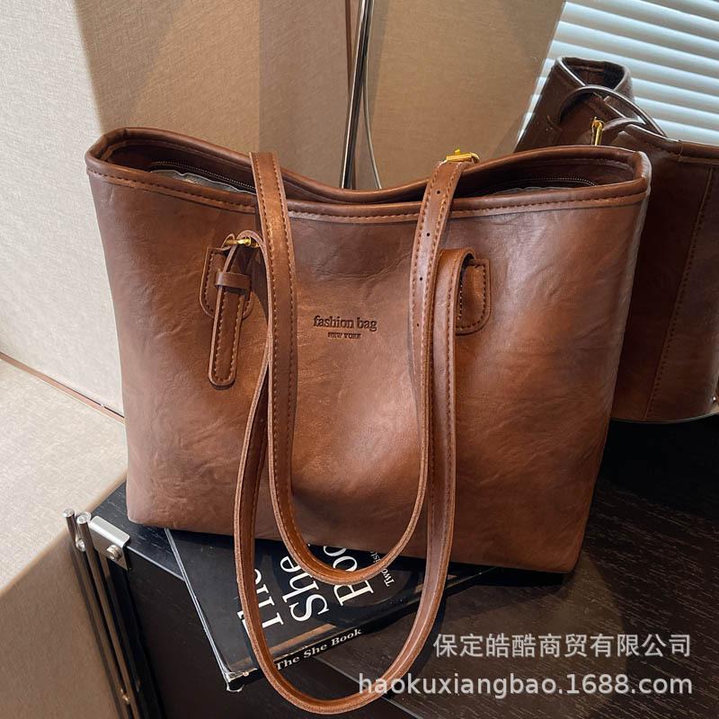 Retro big bag women's 2025 new trendy fashion versatile high sense large capacity tote bag commuter shoulder bag