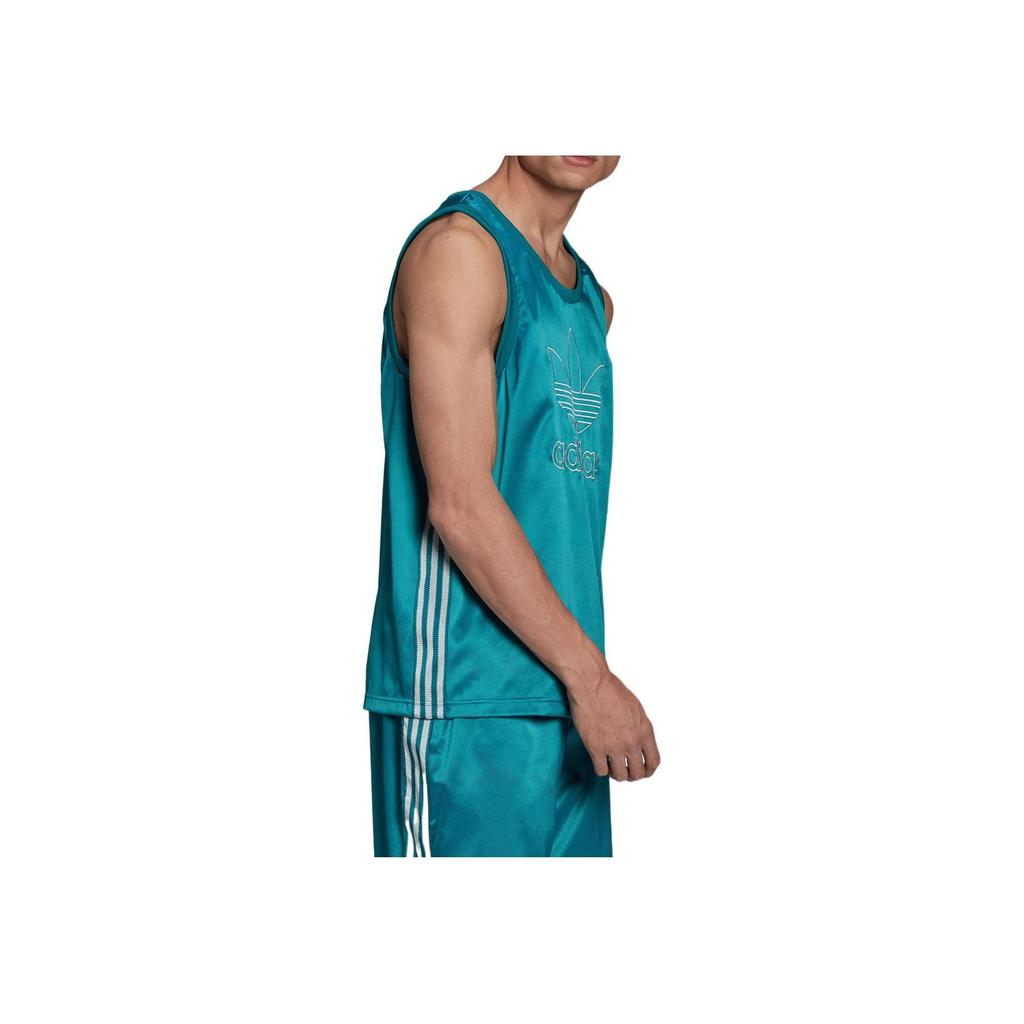 Adidas Originals Trefoil Embroidered Crew Neck Sleeveless Vest Men Tops Blue H11436