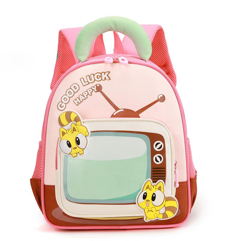 Tv Cat Letter Pattern Cartoon Toddler School Backpack With Spliced Design Color