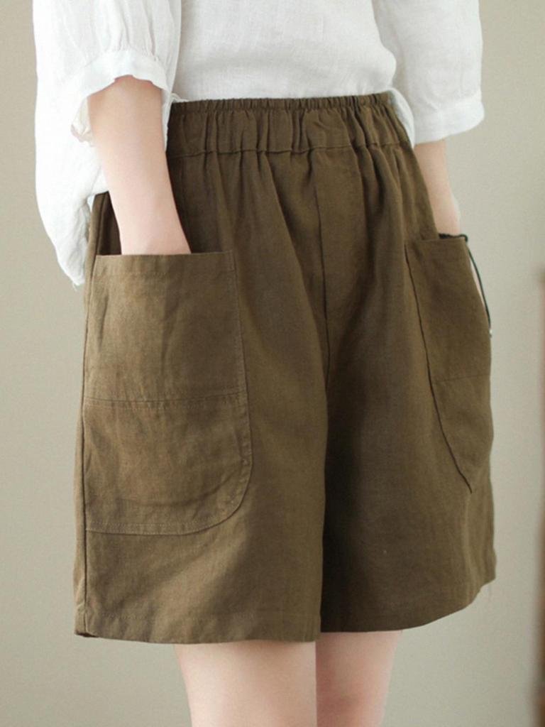 Women's Plus Size Summer Linen Cotton Shorts - New 2025 Casual Style